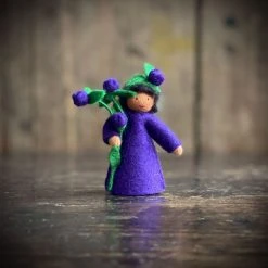 Fairies Handmade Wool Flower Fairy - Blueberry Boy - Brown