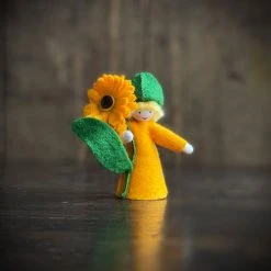 Fairies Toys Handmade Wool Flower Fairy - Orange Calendula - White