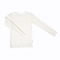 JOHA Merino Wool/silk Long Sleeve Top Natural With Lace