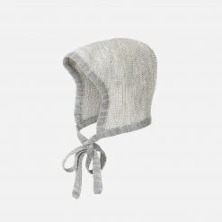 Disana Baby Wool Organic Merino Wool Knitted Bonnet - Grey/Natural