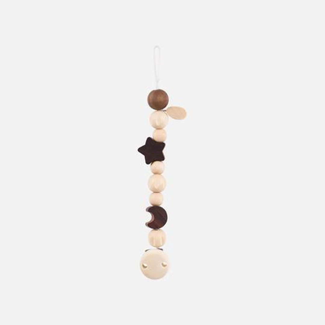 HEIMESS Star And Moon Soother Wooden Chain Clip/Holder