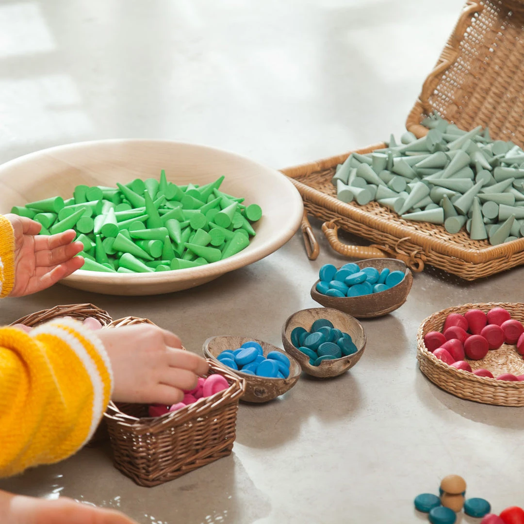 Grapat Wooden Green Cones Mandala - 36 Pieces Toys