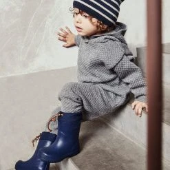 Bisgaard Shoes Natural Rubber Boots - Wool Lined - Blue