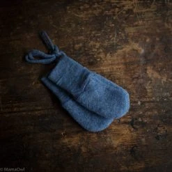 Engel Baby Wool 100% Organic Merino Wool Fleece Mittens - Blue Melange
