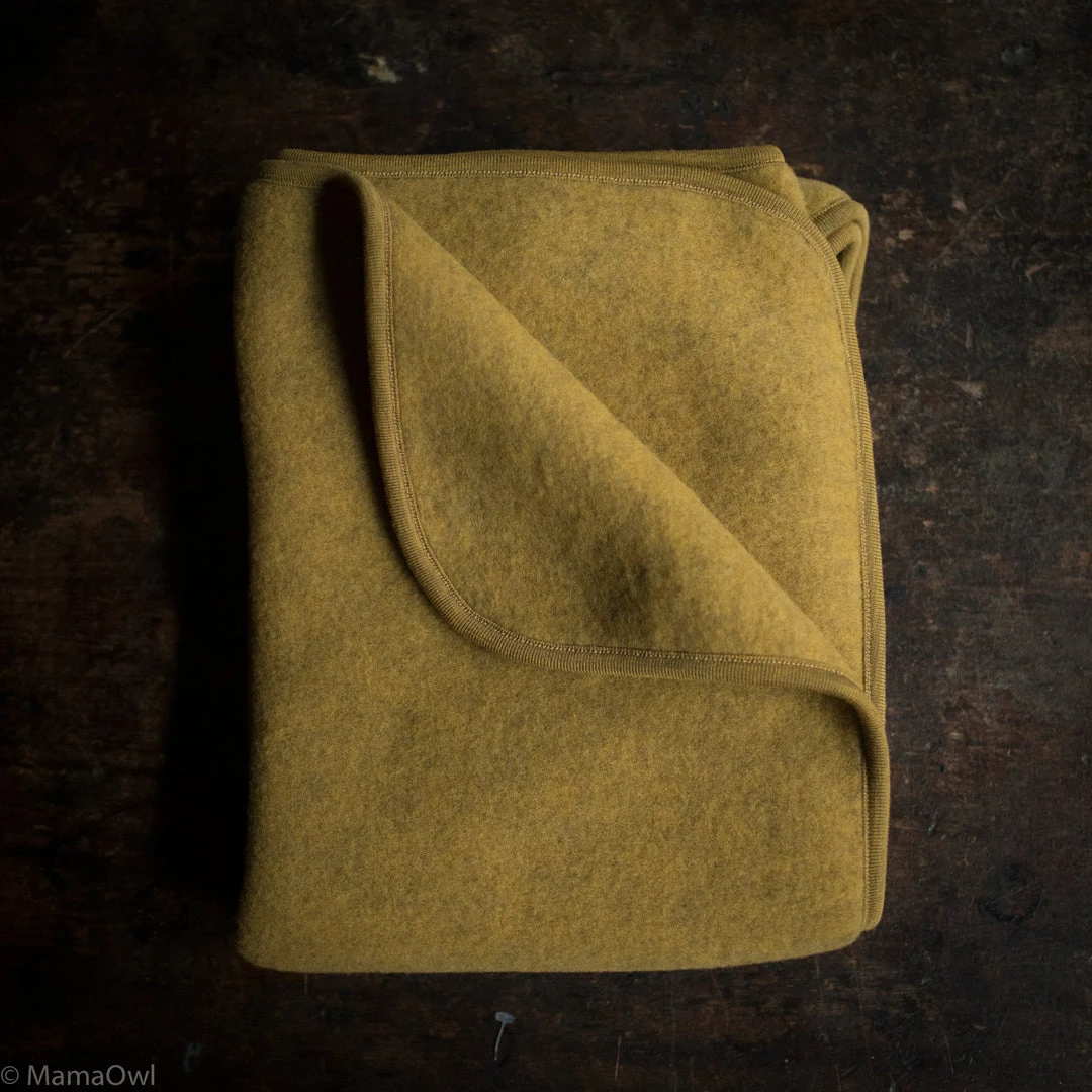 Engel 100% Organic Merino Wool Fleece Swaddle / Baby Blanket - Saffron Melange Baby Sleep & Blankets