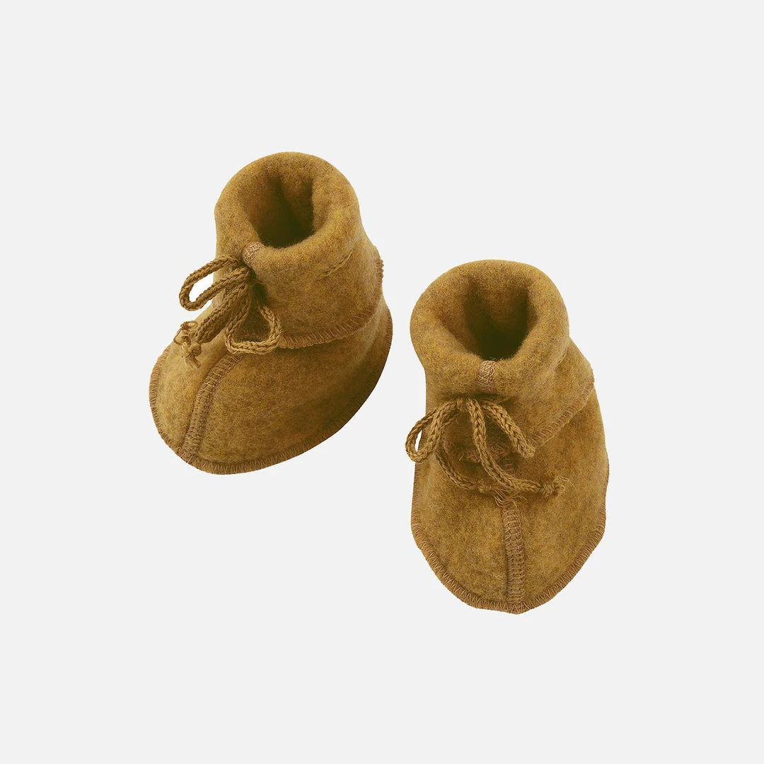 Engel Baby Wool 100% Organic Merino Wool Fleece Booties - Saffron Melange