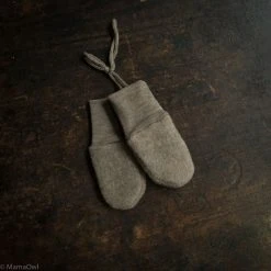 Engel Baby Wool 100% Organic Merino Wool Fleece Mittens - Walnut Melange