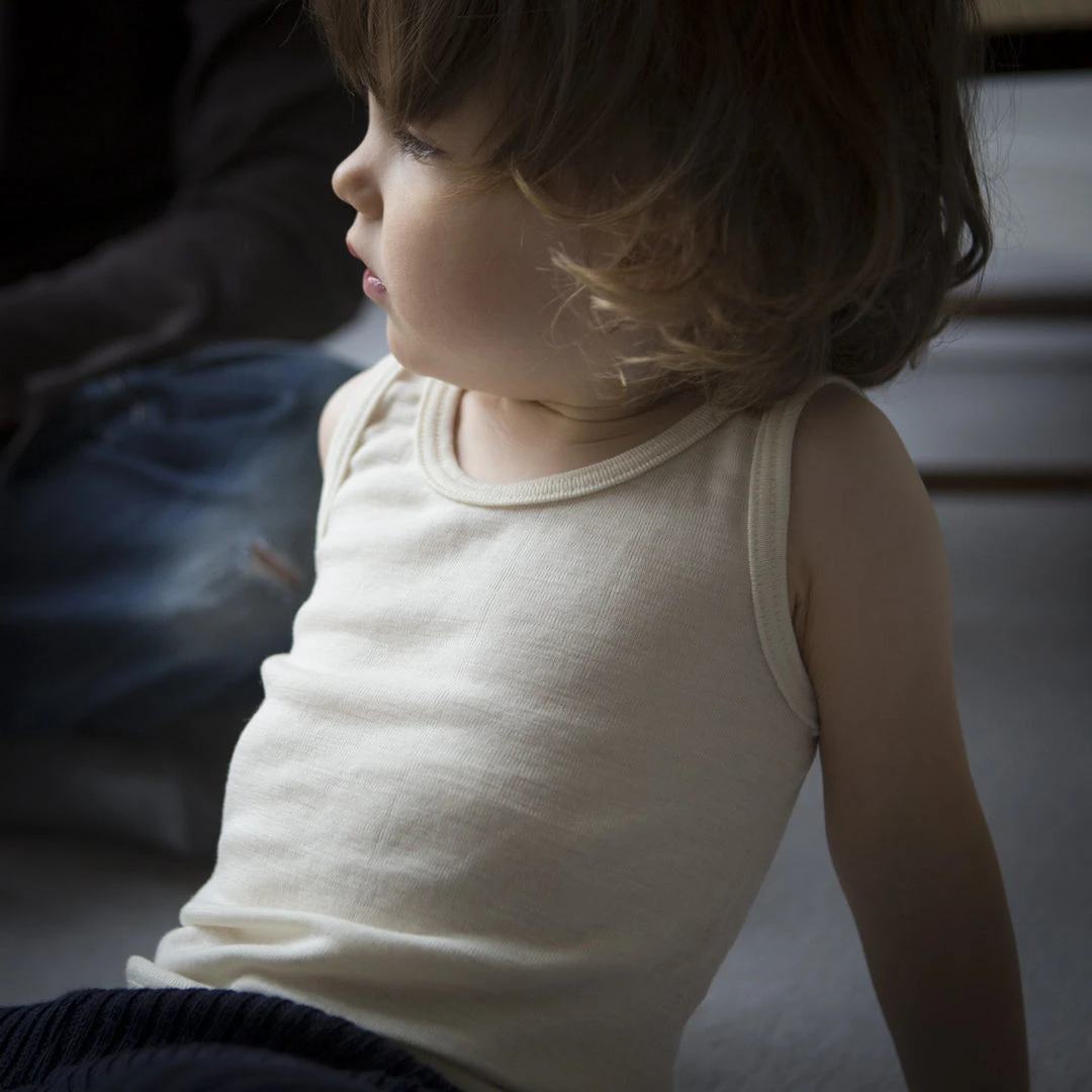 Engel Organic Merino Wool & Silk Sleeveless Vest - Natural