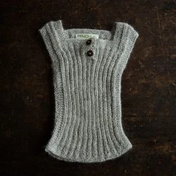 My Alpaca Hand Knit Baby Alpaca Rib Vest - Light Grey Tops & Sweaters