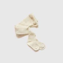Grödo Cotton & Linen Organic Cotton Rib Baby Tights - Natural