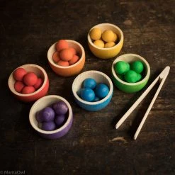 Grapat Toys Wooden Bowls & Marbles - Set Of 6