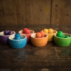 Grapat Toys Wooden Bowls & Marbles - Set Of 6