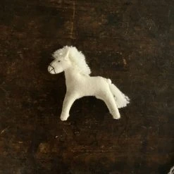 Gluckskafer Handmade Wool Felt Large White Horse Toys
