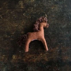 Gluckskafer Handmade Wool Felt Large Brown Horse
