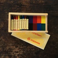 Stockmar Wax Block And Stick Crayons In Wooden Box - Set Of 16 Toys