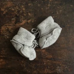 Engel 100% Organic Merino Wool Fleece Booties - Light Grey Baby Wool