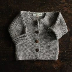 My Alpaca Tops & Sweaters Hand Knit Baby Alpaca Cardigan - Light Grey