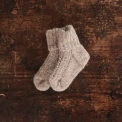 Mormor.nu Baby Wool Hand Knit Alpaca Socks - Dusty Brown