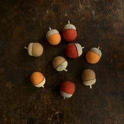 Papoose Toys Felted Wool Acorns Set Of 3 - Natural