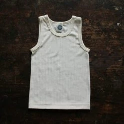 Cosilana Organic Merino Wool/Cotton/Silk Sleeveless Top/Vest - Natural Kids Wool