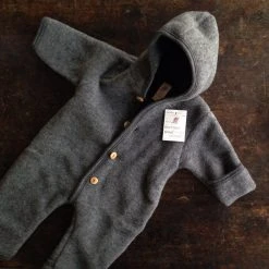 SISKIN By Engel Baby Wool Exclusive 100% Organic Merino Wool Fleece Suit - Slate