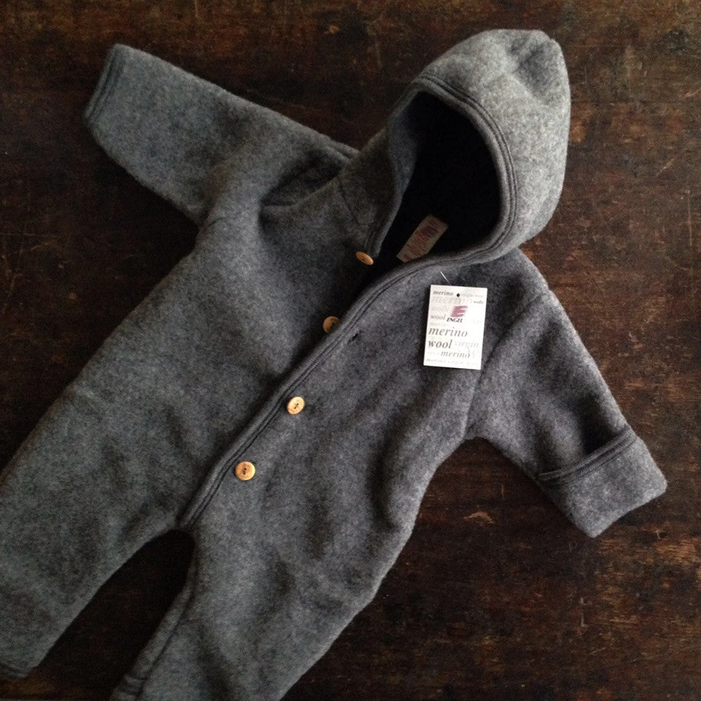 SISKIN By Engel Baby Wool Exclusive 100% Organic Merino Wool Fleece Suit - Slate