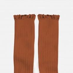 Collegien Cotton & Linen Babies & Kids Cotton Knee Socks With Lace - Cinnamon