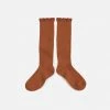 Collegien Cotton & Linen Babies & Kids Cotton Knee Socks With Lace - Cinnamon