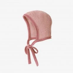 Disana Organic Merino Wool Knitted Bonnet - Rose/Natural