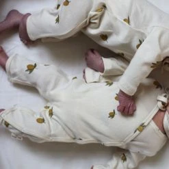 Konges Sløjd Organic Cotton Newborn Wrap Romper - Lemon Print Cotton & Linen