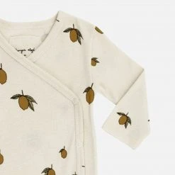 Konges Sløjd Organic Cotton Newborn Wrap Romper - Lemon Print Cotton & Linen