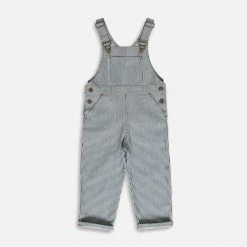 Monty & Co Cotton Porter Dungaree - Indigo Stripe Cotton & Linen