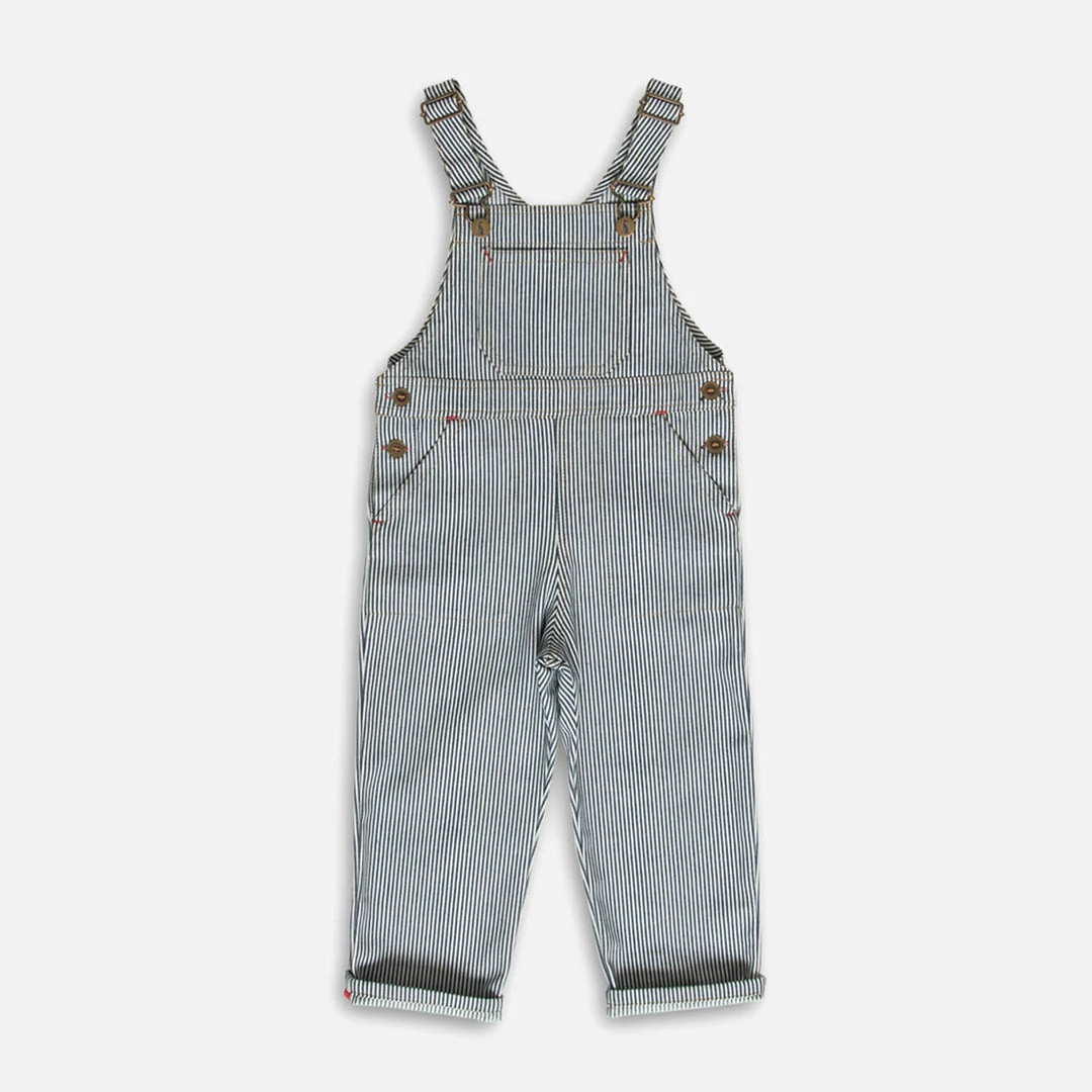 Monty & Co Cotton Porter Dungaree - Indigo Stripe Cotton & Linen