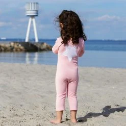 Petit Crabe Lou Star UV LS Swim Bodysuit - Rose Swimwear