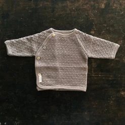 Selana Baby Wool Silk Textured Side Close Cardigan - Cocoa