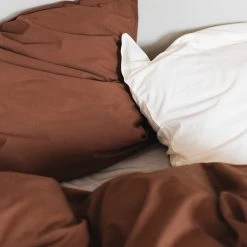 Studio Feder Organic Cotton Duvet & Pillow Cover - Mocha - Junior Size