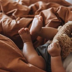 Studio Feder Organic Cotton Duvet & Pillow Cover - Caramel - Junior Size Home & Baby Care