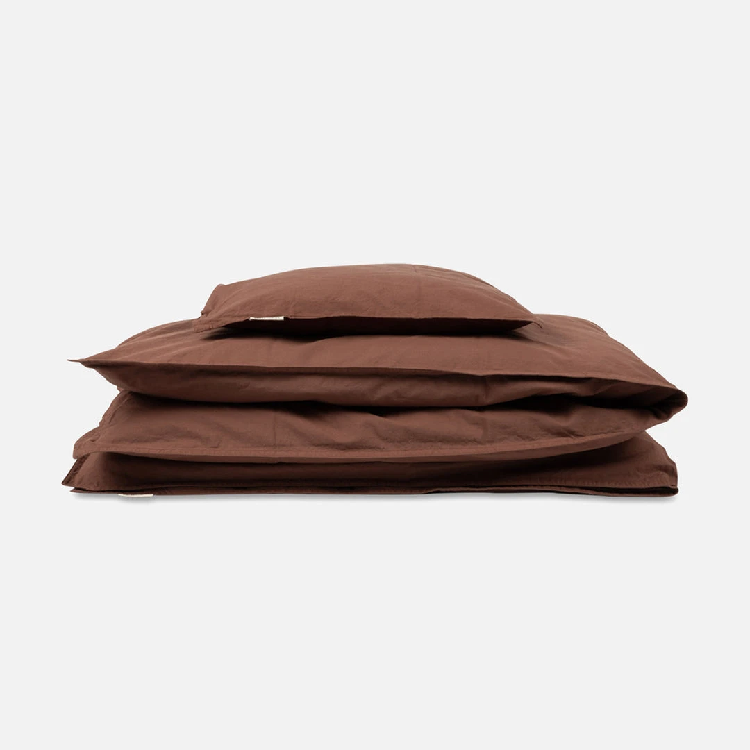 Studio Feder Organic Cotton Duvet & Pillow Cover - Mocha - Junior Size