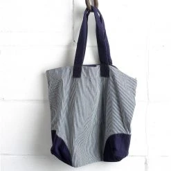 Yarmouth Oilskins Cotton Shopper Bag - Navy Stripe Adults
