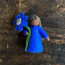 Fairies Handmade Wool Flower Fairy - Bluebottle - Black