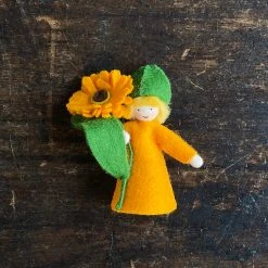 Fairies Toys Handmade Wool Flower Fairy - Orange Calendula - White