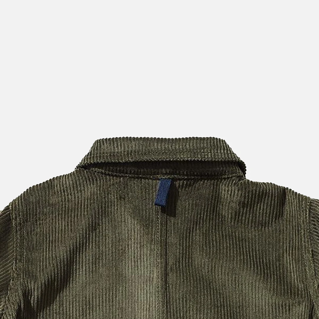 Monty & Co Cotton Corduroy Foundry Jacket - Olive Cotton & Linen