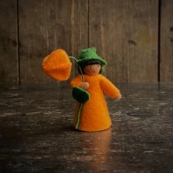 Fairies Handmade Small Wool Flower Fairy - Chinese Lantern - Brown Toys