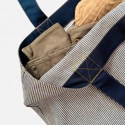Yarmouth Oilskins Cotton Shopper Bag - Navy Stripe Adults
