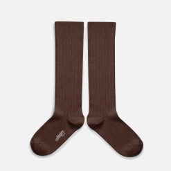 Collegien Adult's Cotton Knee Socks - Chocolate