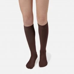 Collegien Adult's Cotton Knee Socks - Chocolate