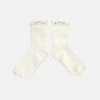 Collegien Babies & Kids Cotton Short Socks With Lace - Cream Cotton & Linen