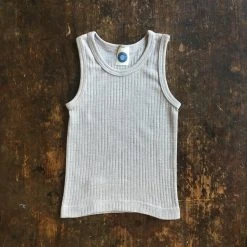 Cosilana Organic Merino Wool, Cotton & Silk Sleeveless Top/Vest - Silver Kids Wool
