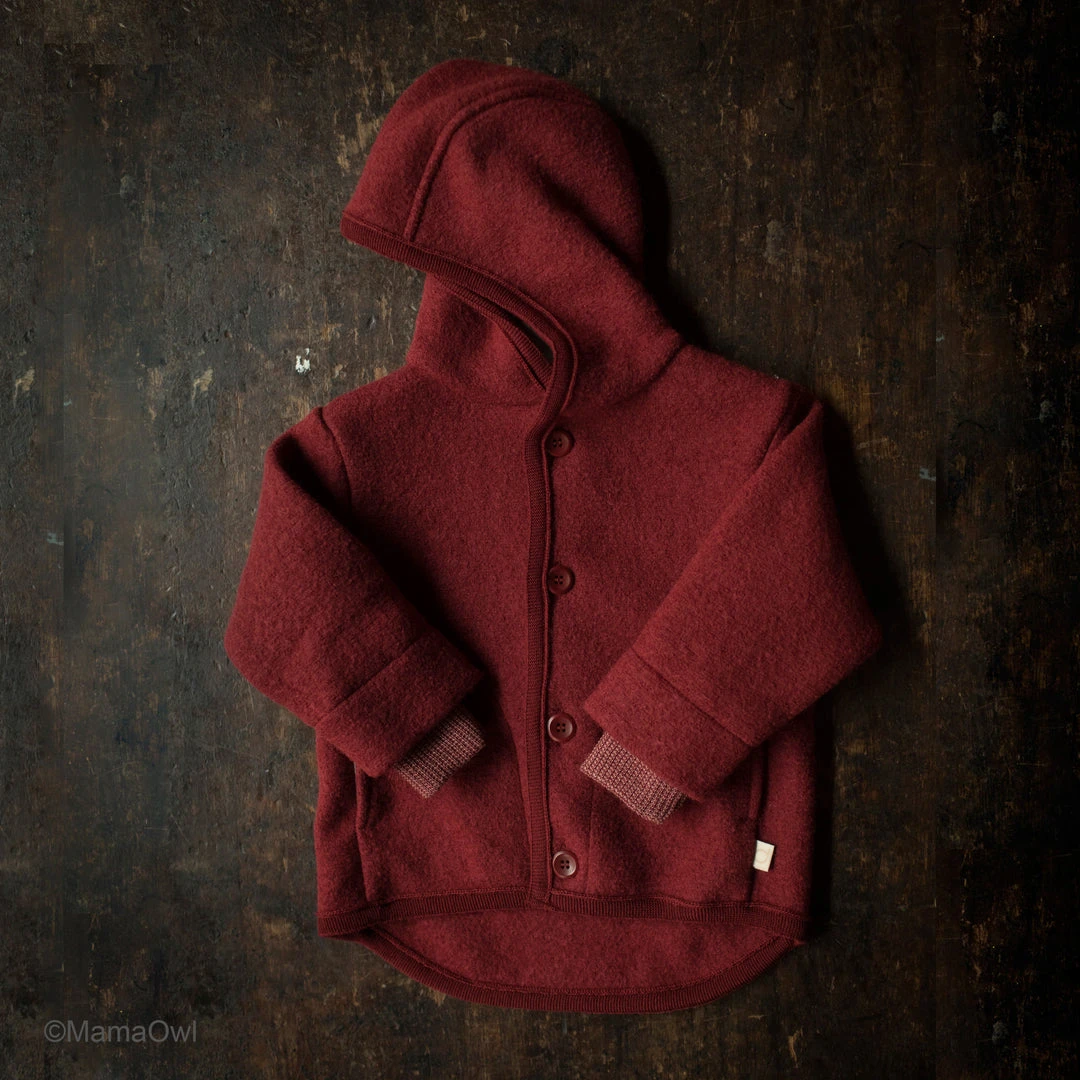 Disana Organic Boiled Merino Wool Jacket - Bordeaux