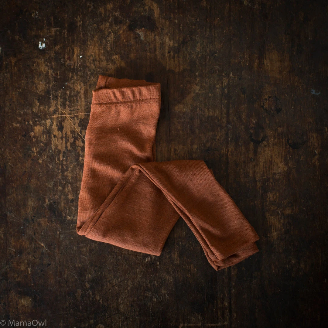 SISKIN By Engel Exclusive Organic Merino Wool & Silk Leggings - Deep Rust
